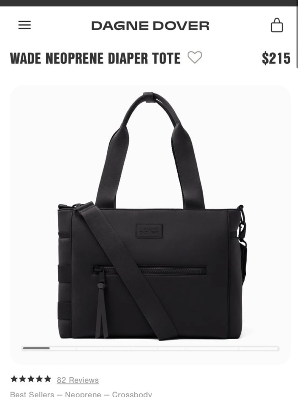 Dagne Dover Wade Neoprene Diaper Tote - Black